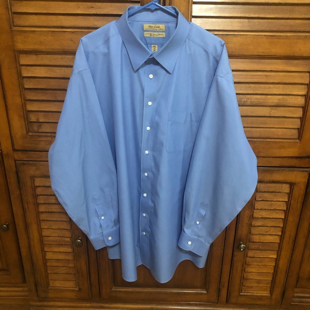 Like 🆕! Roundtree & Yorke Gold Label Blue Dress Shirt - Size 18/36 Tall 👔